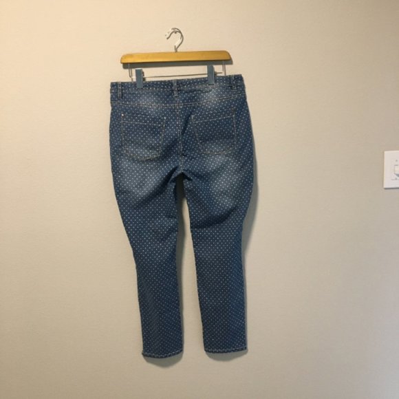 Roz Ali Women Polka Dot Blue Jeans Size 12 - Picture 3 of 9